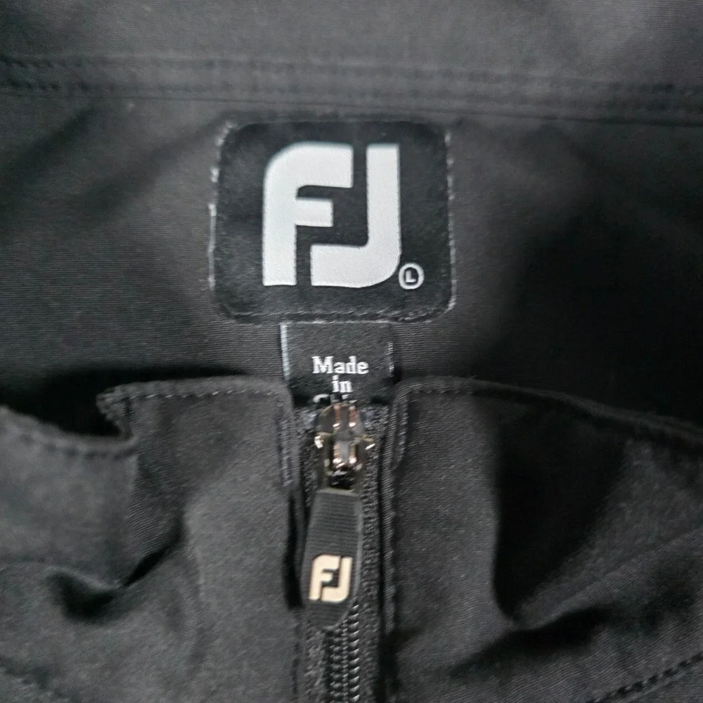 FootJoy Mens L Quarter 1/4 Zip Golf Windbreaker Pullover Black Large Pocket